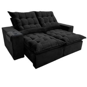 Sofá Retrátil e Reclinável Kauã 2,00 m Preto – IMPÉRIO ESTOFADOS
