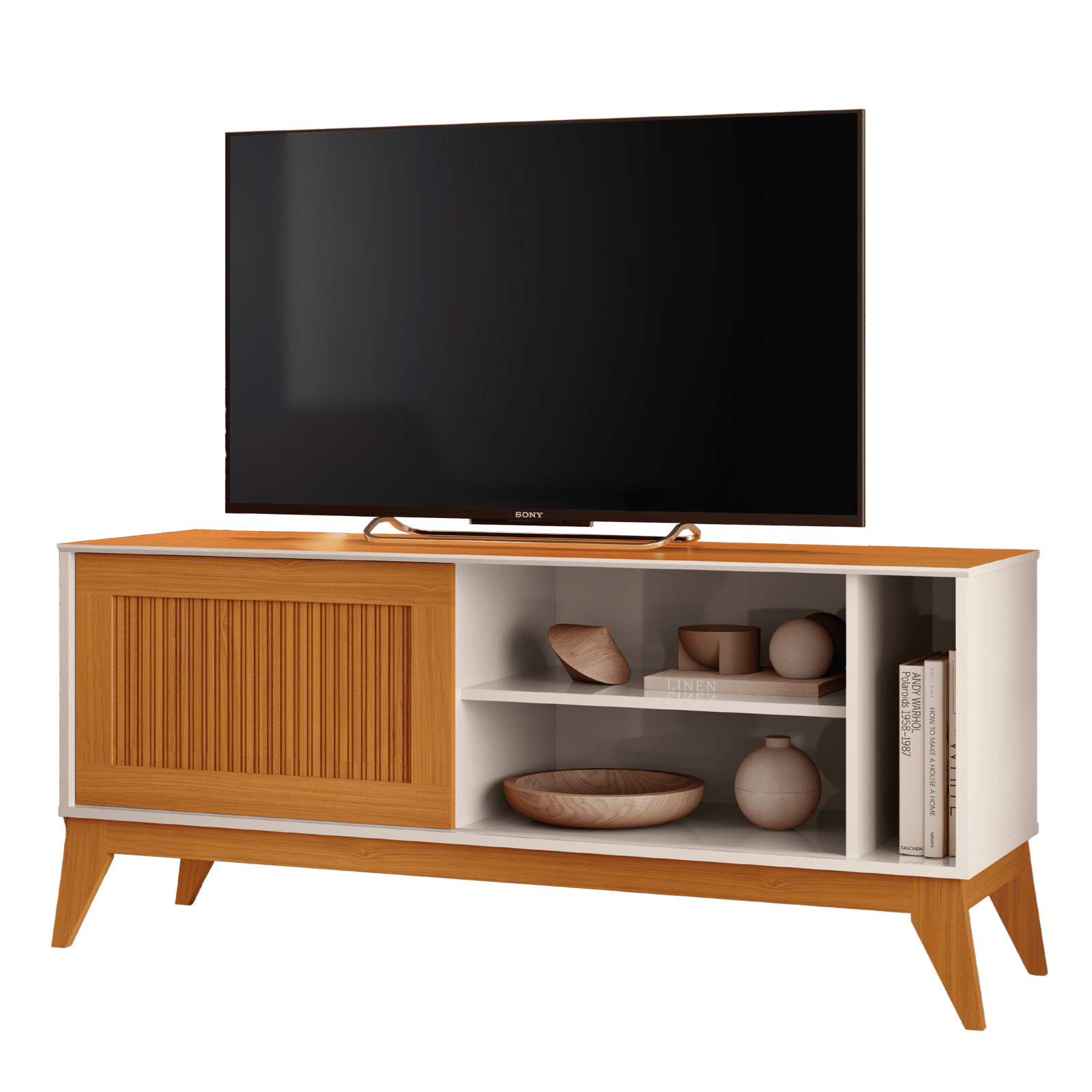 Rack até 55" Aruba Off White/Cedro - EDN MÓVEIS - Imagem 2