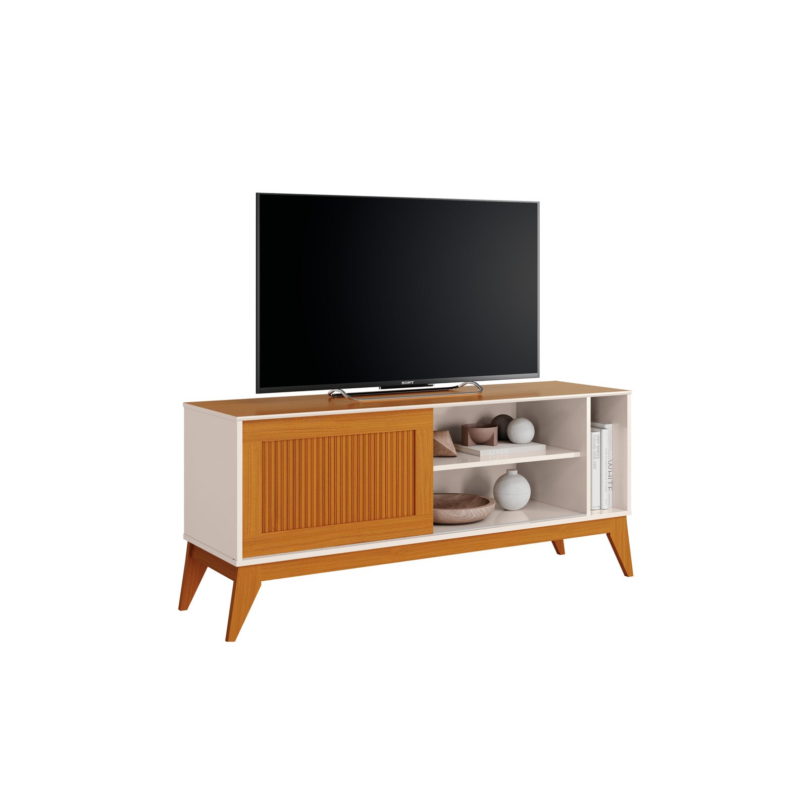 Rack até 55" Aruba Off White/Cedro - EDN MÓVEIS - Imagem 4