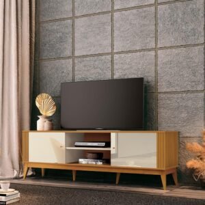 Rack até 75" Legacy 2.0 Off White/Cedro Natural - EDN MÓVEIS