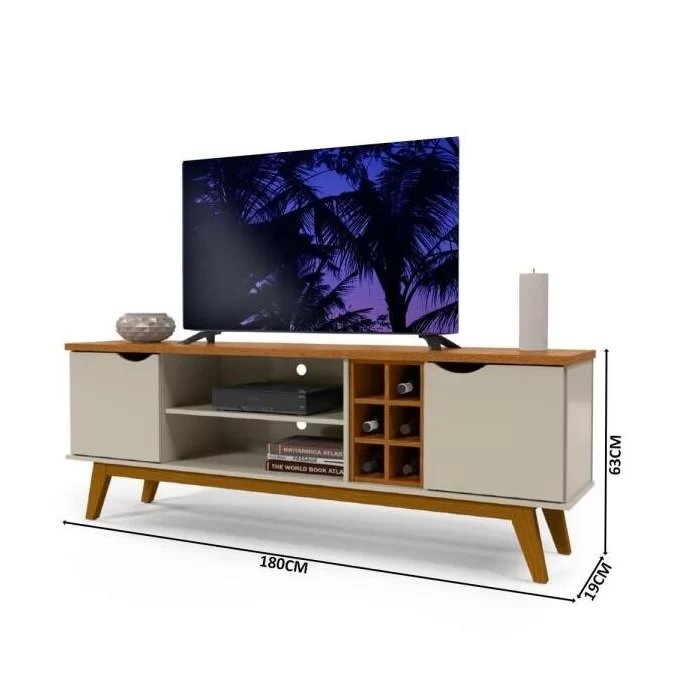 Rack até 50" Prism 1.8 Off White/Cinamono - PATRIMAR - Imagem 4