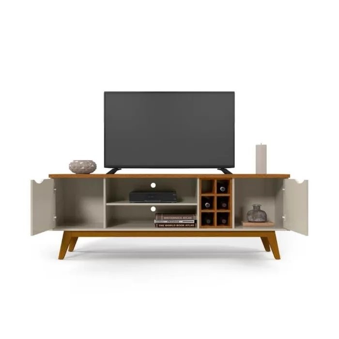 Rack até 50" Prism 1.8 Off White/Cinamono - PATRIMAR - Imagem 3