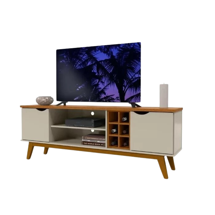 Rack até 50" Prism 1.8 Off White/Cinamono - PATRIMAR - Imagem 2