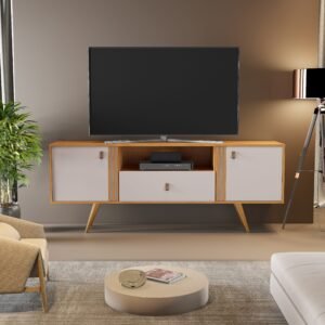 Rack até 70" Sublime Cinamono/Off White - JCM MOVELARIA