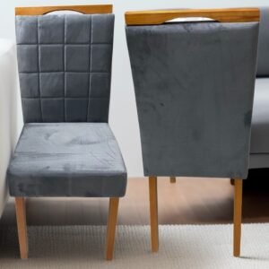 Kit 2 Cadeiras Roma Mel/Veludo Grafite – OURO DECOR