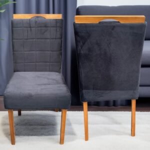 Kit 2 Cadeiras Roma Mel/Veludo Preto – WM DECOR