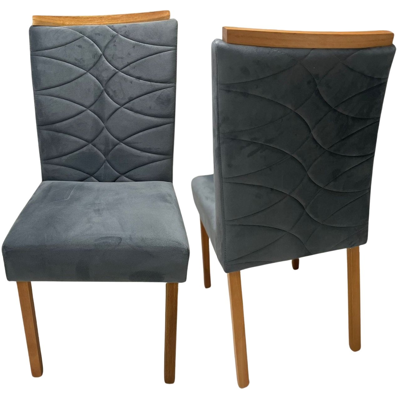 Kit 2 Cadeiras Safira Mel/Veludo Grafite – WM DECOR - Imagem 6