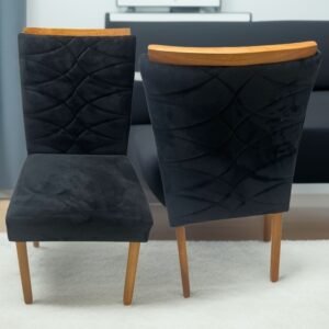 Kit 2 Cadeiras Safira Mel/Veludo Preto – WM DECOR