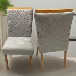 Kit 2 Cadeiras Safira Mel/Veludo Bege – WM DECOR