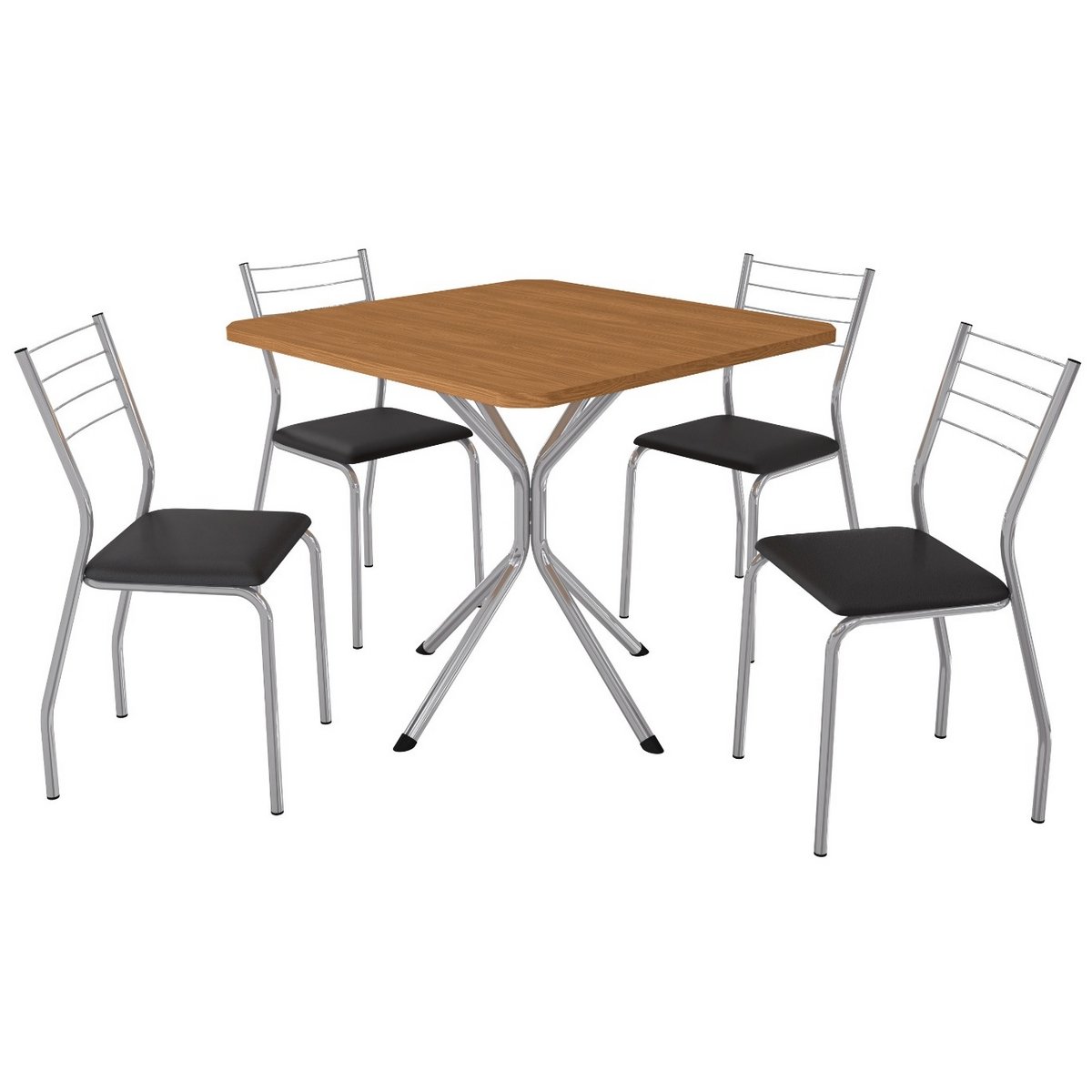 Mesa Creta 0,90 com 4 Cadeiras Malta CMC1078(M088/F090/4C140) Cromado/Canela – KAPPESBERG - Imagem 4