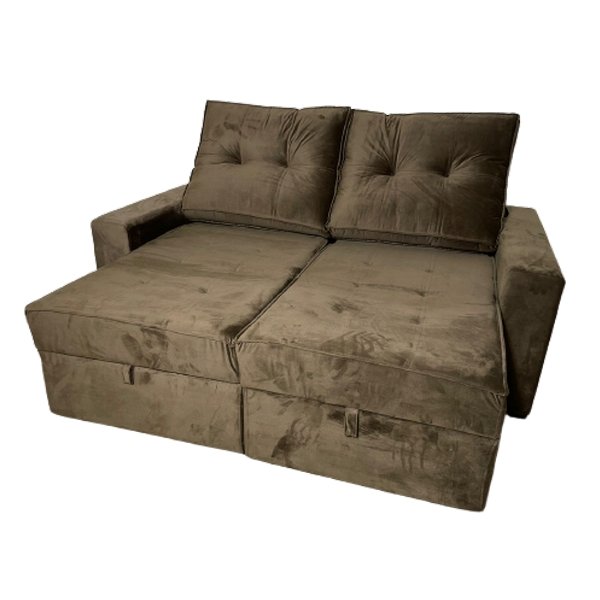 Sofá Baú Retrátil e Reclinável Sofia 2,00 m Marrom - IMPÉRIO ESTOFADOS - Imagem 2