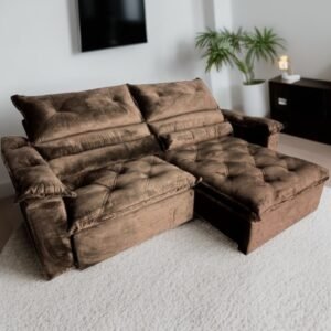 Sofá Retrátil e Reclinável Agata 2,40 m Marrom – IMPÉRIO ESTOFADOS(PROMOÇÃO)
