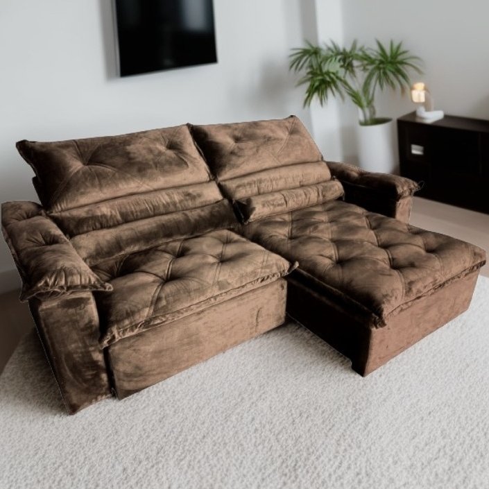 Sofá Retrátil e Reclinável Agata 2,00 m Marrom – IMPÉRIO ESTOFADOS