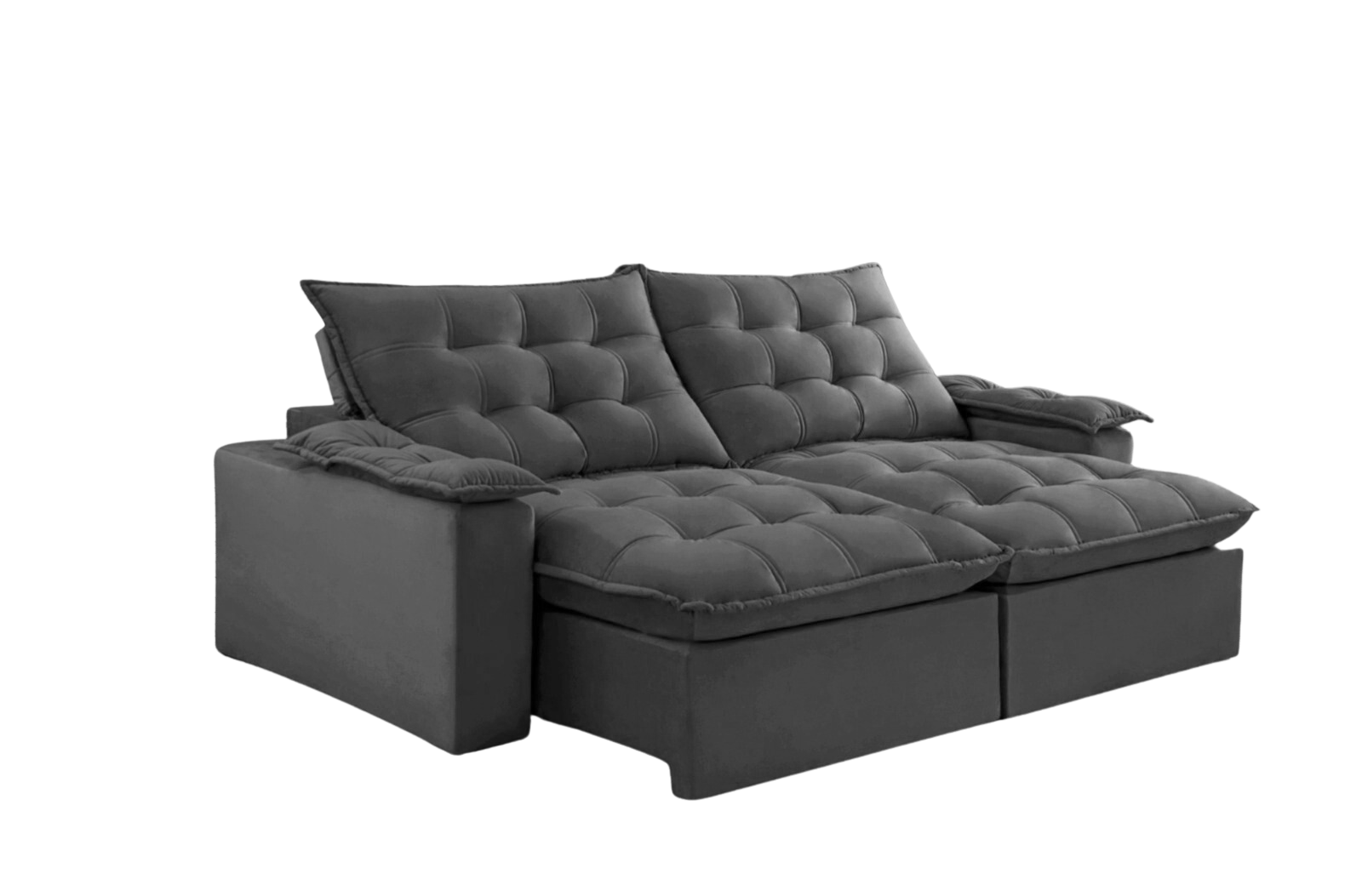 Sofá Retrátil e Reclinável Alaska 2,40 m Cinza Grafite - MONTANO ESTOFADOS - Imagem 3