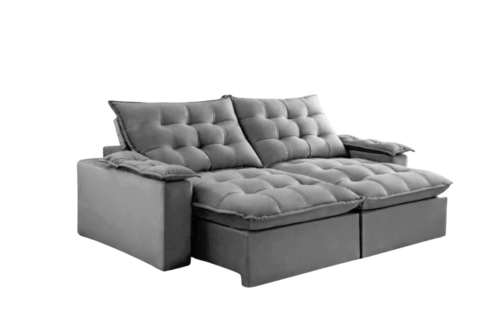 Sofá Retrátil e Reclinável Alaska 2,40 m Prata - MONTANO ESTOFADOS - Imagem 3