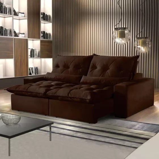 Sofá Retrátil e Reclinável Avalon 2,00 m Marrom - IMPÉRIO ESTOFADOS