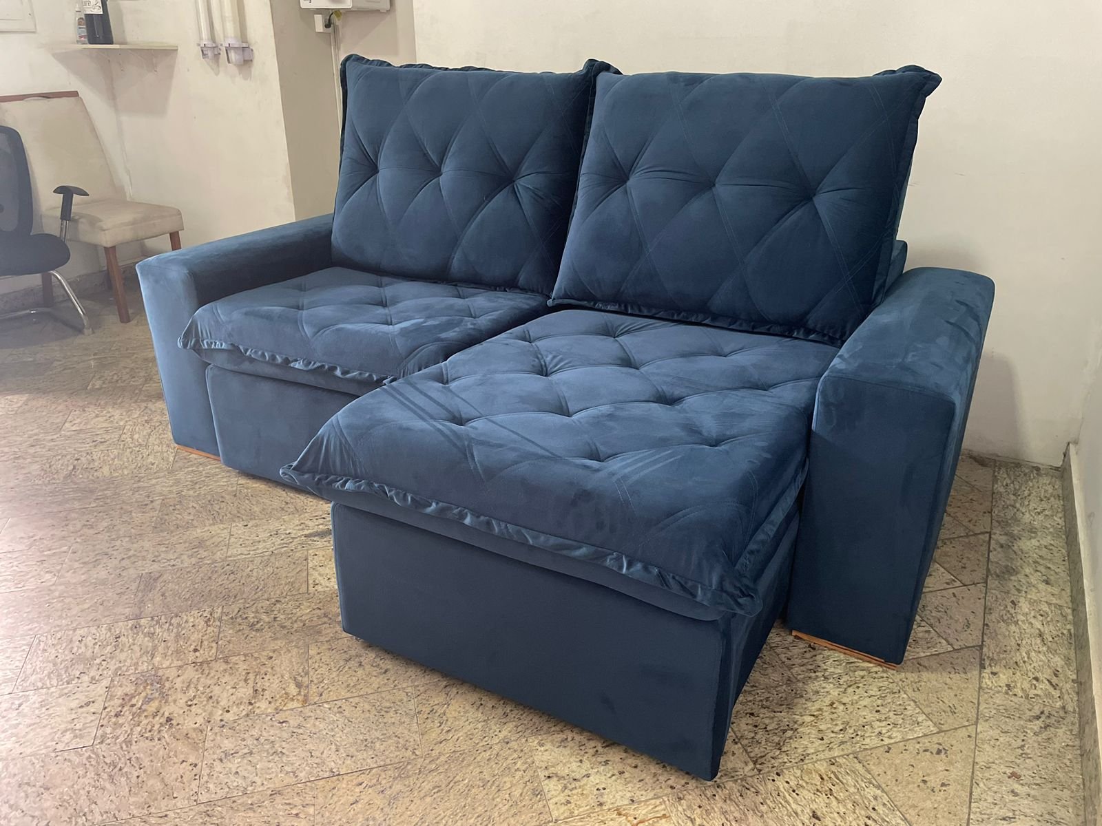 Sofá Retrátil e Reclinável Califórnia 2,50 m Azul - JC ESTOFADOS - Imagem 3