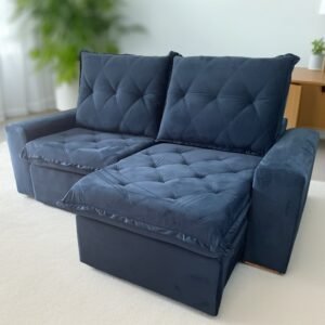 Sofá Retrátil e Reclinável Califórnia 2,50 m Azul - JC ESTOFADOS