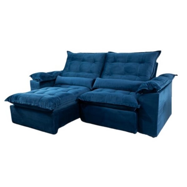 Sofá Retrátil e Reclinável Emanuelly 2,30 m Azul - IMPÉRIO ESTOFADOS(PROMOÇÃO) - Imagem 2
