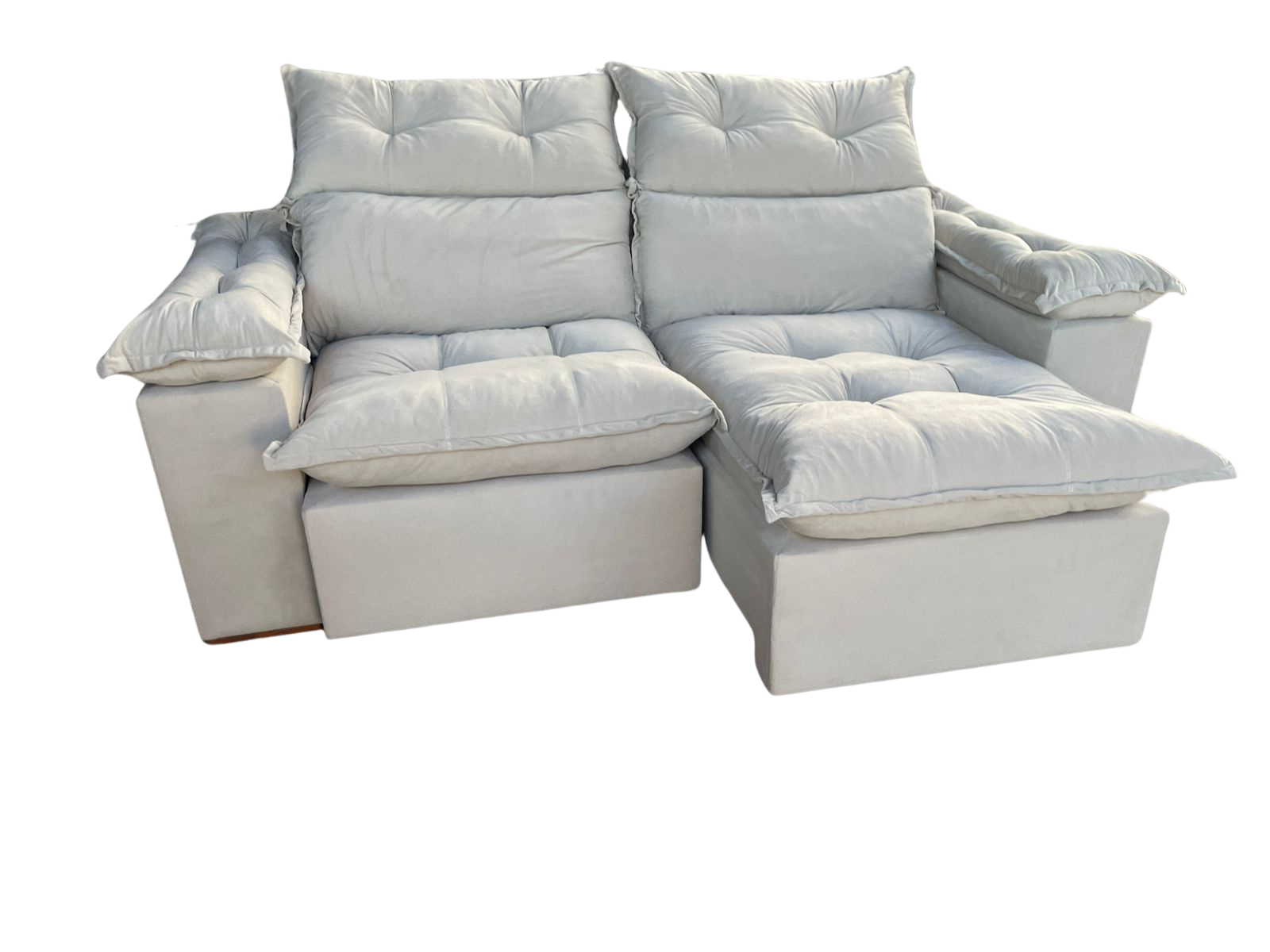 Sofá Retrátil e Reclinável Imperial 2,00 m Veludo Jolie Bege 03 - IMPERIAL DECOR - Imagem 2