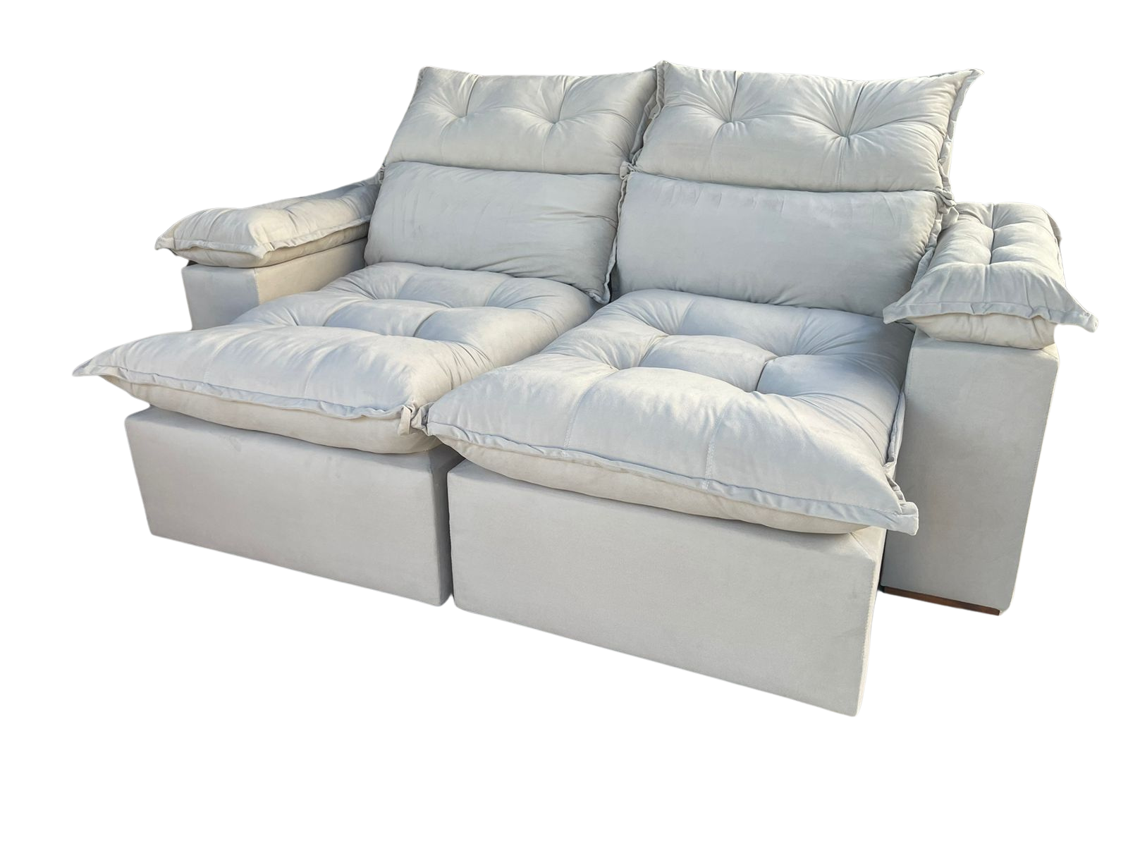 Sofá Retrátil e Reclinável Imperial 2,00 m Veludo Jolie Bege 03 - IMPERIAL DECOR - Imagem 3