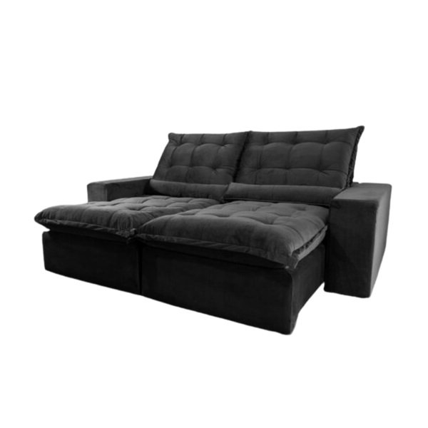 Sofá Retrátil e Reclinável Kauã 2,00 m Preto – IMPÉRIO ESTOFADOS - Imagem 2