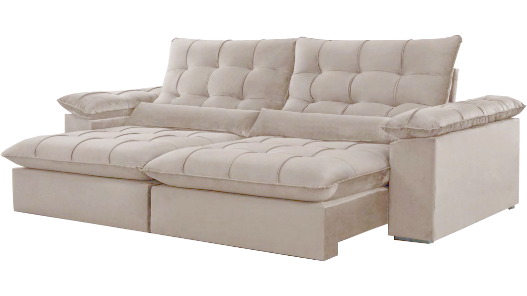 Sofá Retrátil e Reclinável Malibu 2,50 m Bege - VIVAZ ESTOFADOS - Imagem 3