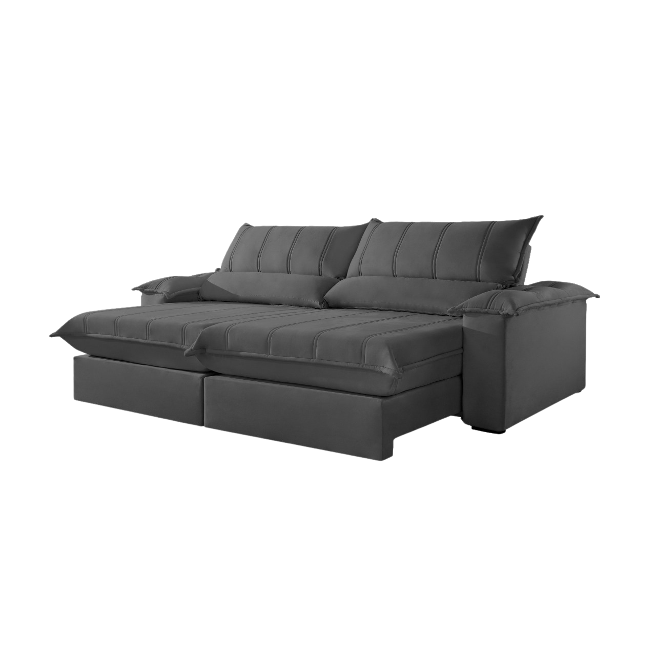 Sofá Retrátil e Reclinável Porto Bello Veludo Jolie Grafite - MONTANO ESTOFADOS - Imagem 2