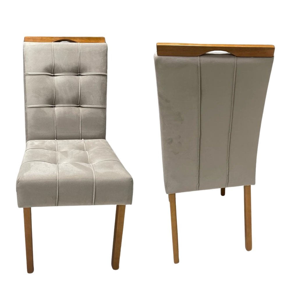 Kit 2 Cadeiras Sophia/Capri Mel/Veludo Bege – WM DECOR - Imagem 5