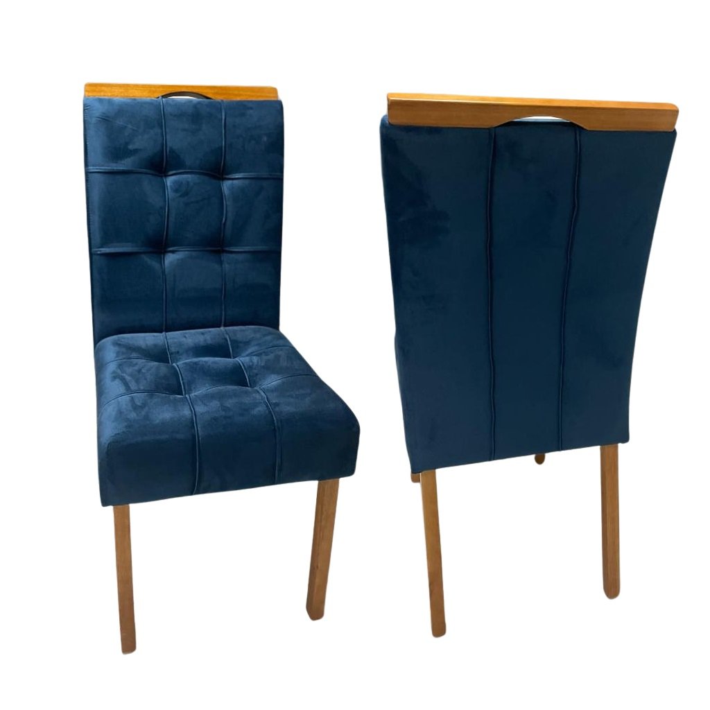 Kit 2 Cadeiras Sophia/Capri Mel/Veludo Azul – WM DECOR - Imagem 5