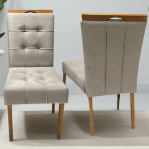 Kit 2 Cadeiras Sophia/Capri  Mel/Veludo Bege – WM DECOR