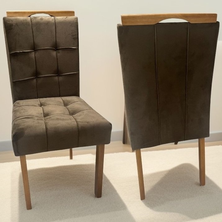 Kit 2 Cadeiras Sophia/Capri Mel/Veludo Marrom – WM DECOR