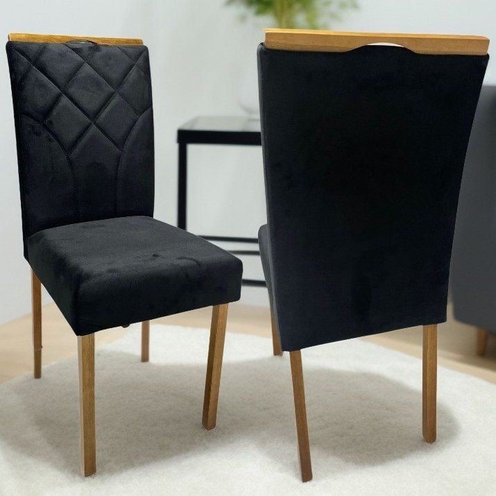Kit 2 Cadeiras Stella Mel Naturale Preto – CLEFATOS DECOR