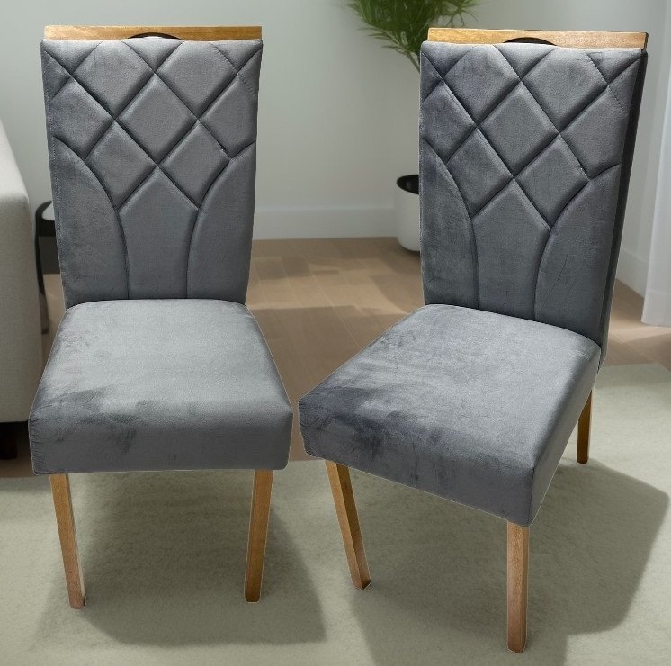 Kit 2 Cadeiras Stella Mel Naturale Grafite – CLEFATOS DECOR