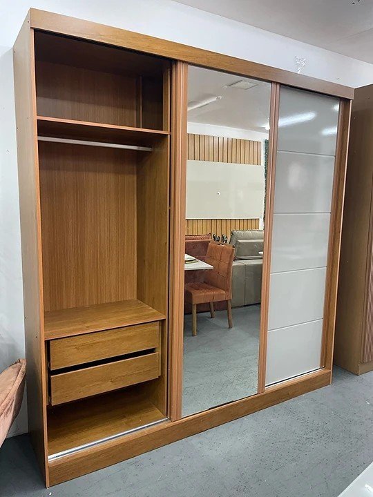 Guarda-Roupa 3 Portas Capri 2,21 m Nature/Off White - BIANCHI - Imagem 7