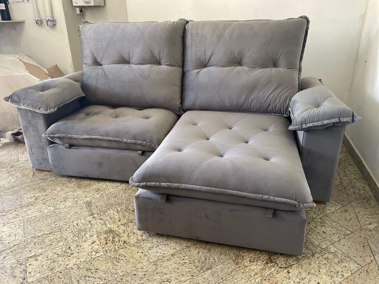 Sofá Retrátil e Reclinável Corvette 2,90 m Cinza Grafite - D'VITRINE ESTOFADOS(PROMOÇÃO) - Imagem 4
