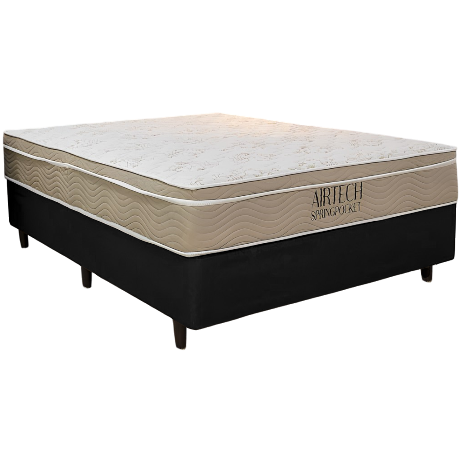 Colchão Casal Airtech Springpocket + Base Box Simples Corino Preto – ORTOBOM + ALTO NÍVEL CAMAS E COLCHÕES - Imagem 2