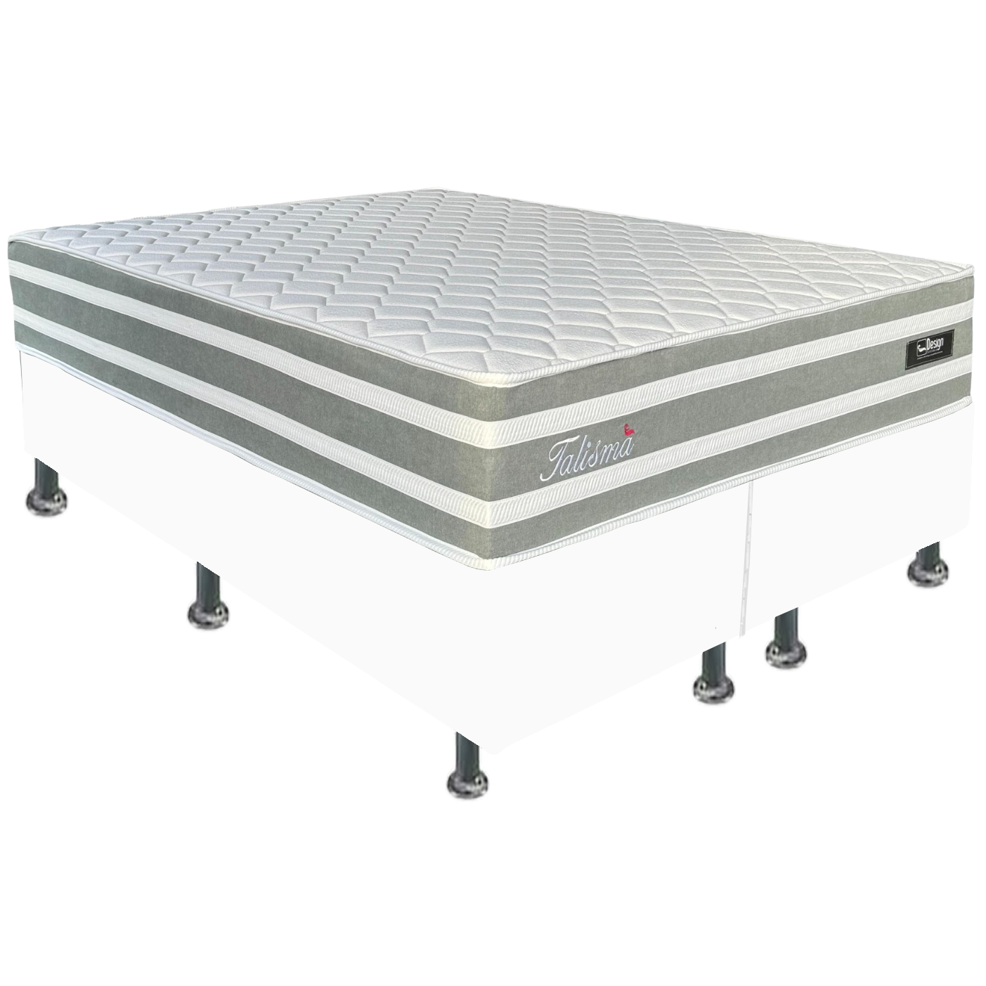 Colchão Queen Talismã D28 + Base Box Simples Corino Branco – DESIGN COLCHÕES + ALTO NÍVEL CAMAS E COLCHÕES - Imagem 2