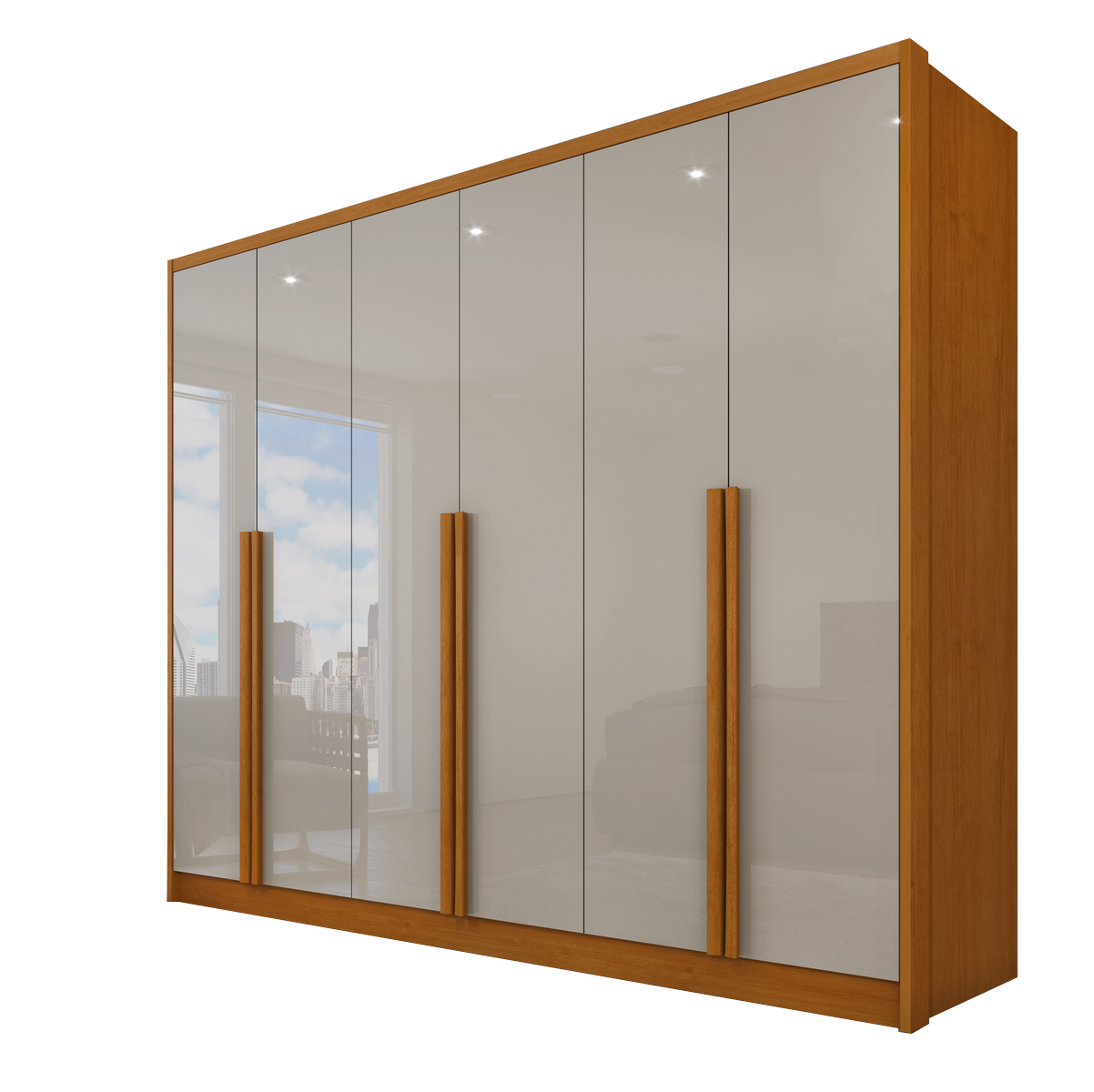 Guarda-Roupa 6 Portas Realeza/Esplendor 2,74 m Cinamono/Off White - TCIL - Imagem 4
