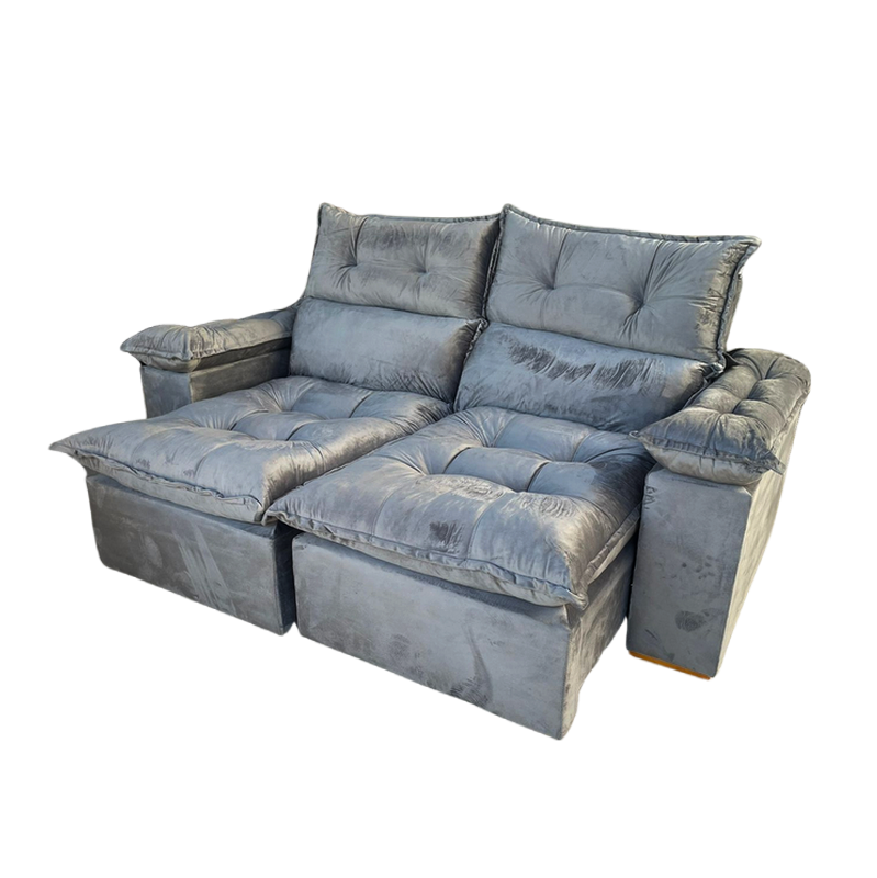 Sofá Retrátil e Reclinável Imperial 2,00 m Veludo Jolie Cinza 08 - IMPERIAL DECOR - Imagem 2