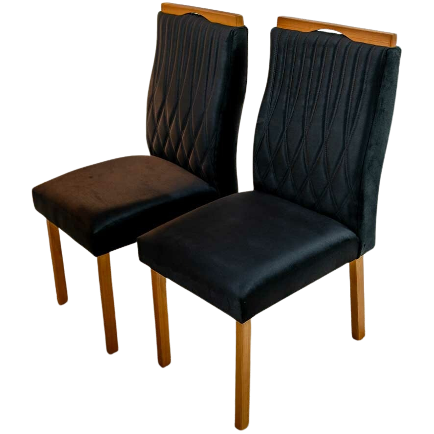 Kit 2 Cadeiras Gênova Mel/Veludo Preto – ART ASSENTOS - Imagem 2