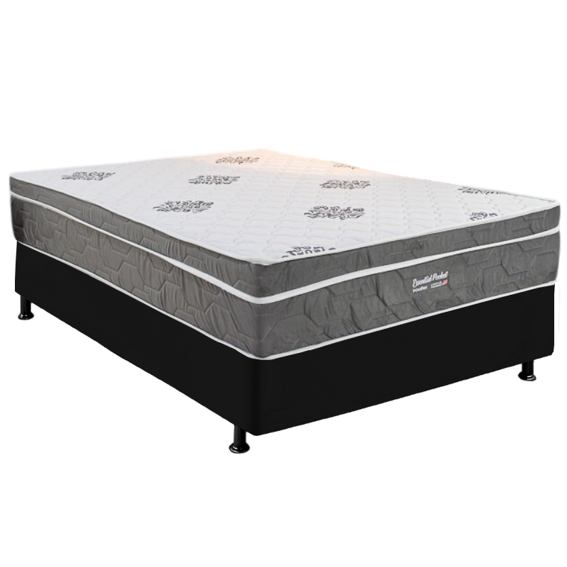 Colchão Casal Essential Pocket D26 + Base Box Simples Corino Preto – INOVAFLEX + BIOSTAR - Imagem 2
