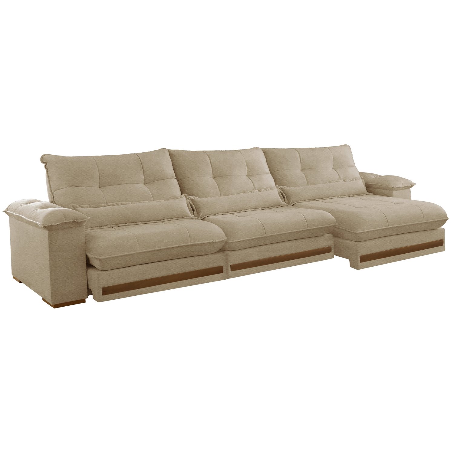Sofá Retrátil e Reclinável Qatar 3,50 m Linho Bege A227– TREVO ESTOFADOS - Imagem 4