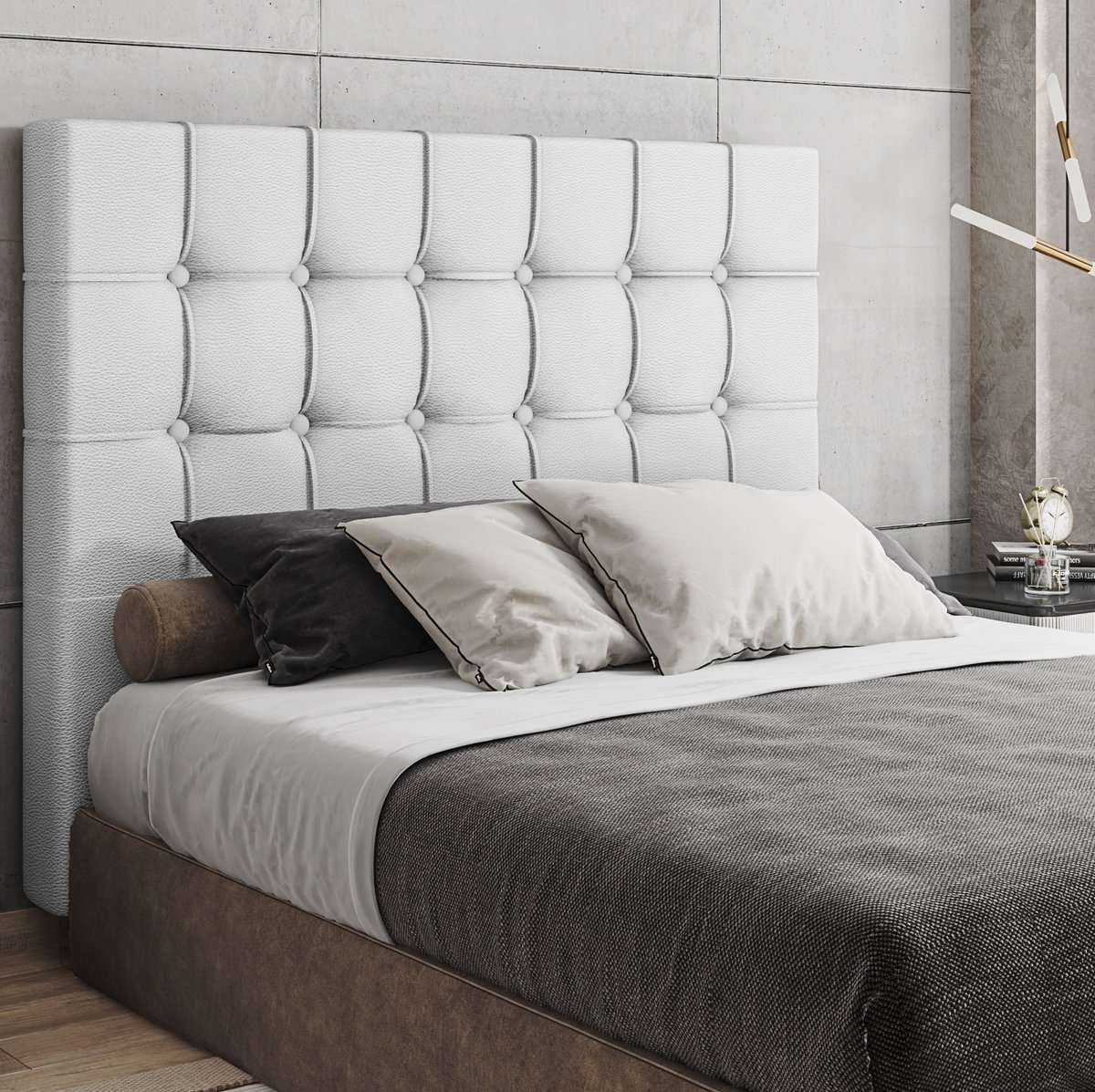 Cabeceira Casal Paris Corino Branco - L.S SILVA