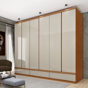 Guarda-Roupa 6 Portas Esparta/Lacônia 2,70 m Cinamono/Off White - TCIL