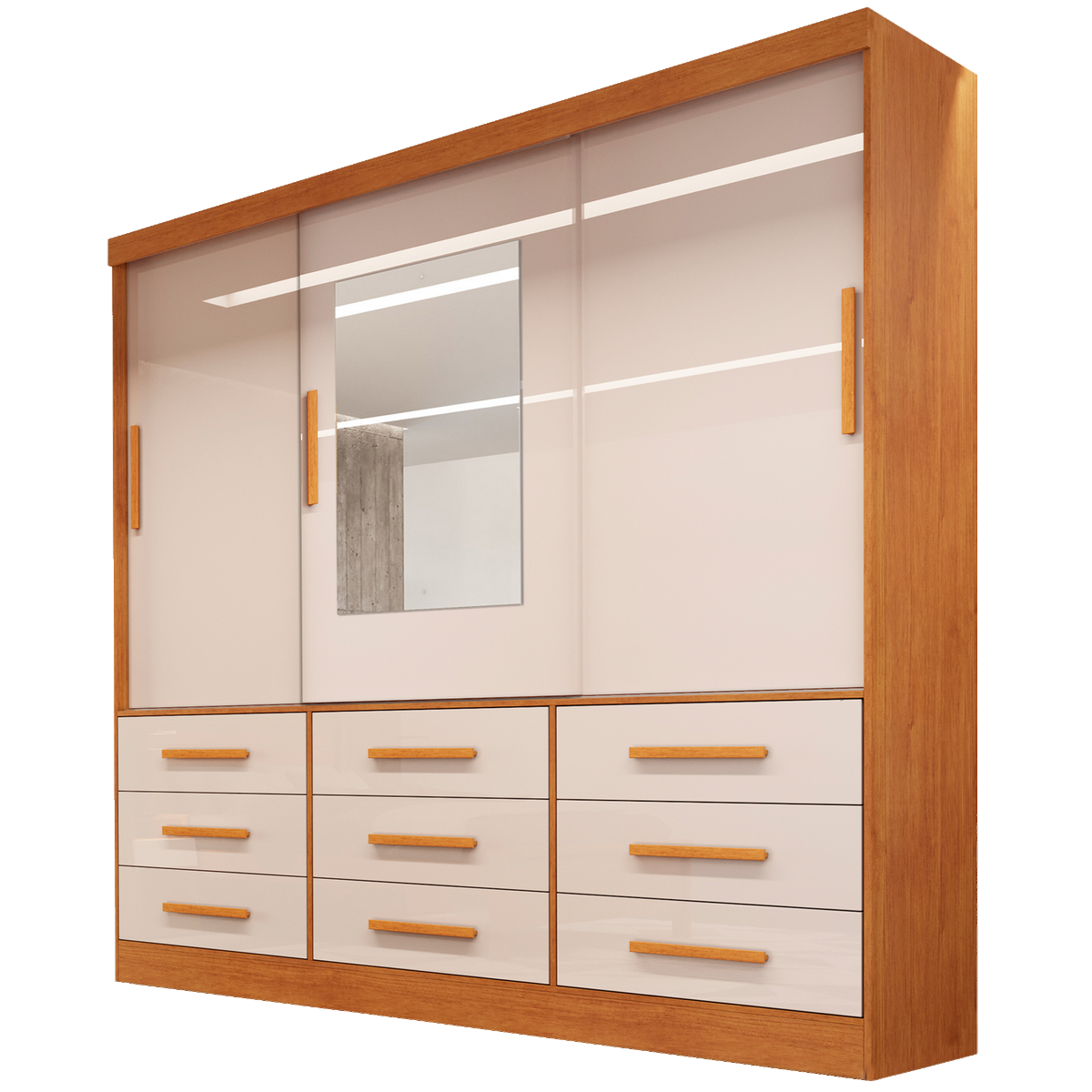 Guarda-Roupa 3 Portas(Sem Pés)Athenas 1,80 m Nature/Off White - BIANCHI - Imagem 2