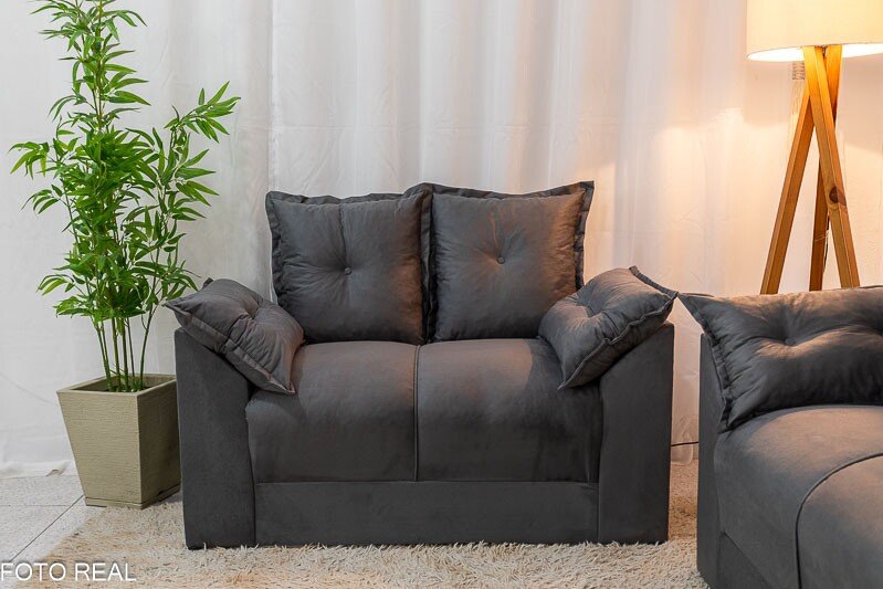 Sofá 3 e 2 lugares Petra Veludinho Cinza 605 - Imagem 3