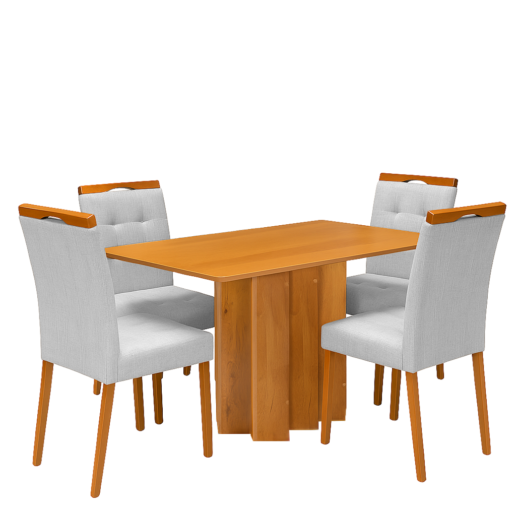 Mesa Recife 120 Cinamono Laminado com 4 Cadeiras Sophia Linho Cinza Prata 206 – CEL MÓVEIS + WM DECOR - Imagem 3