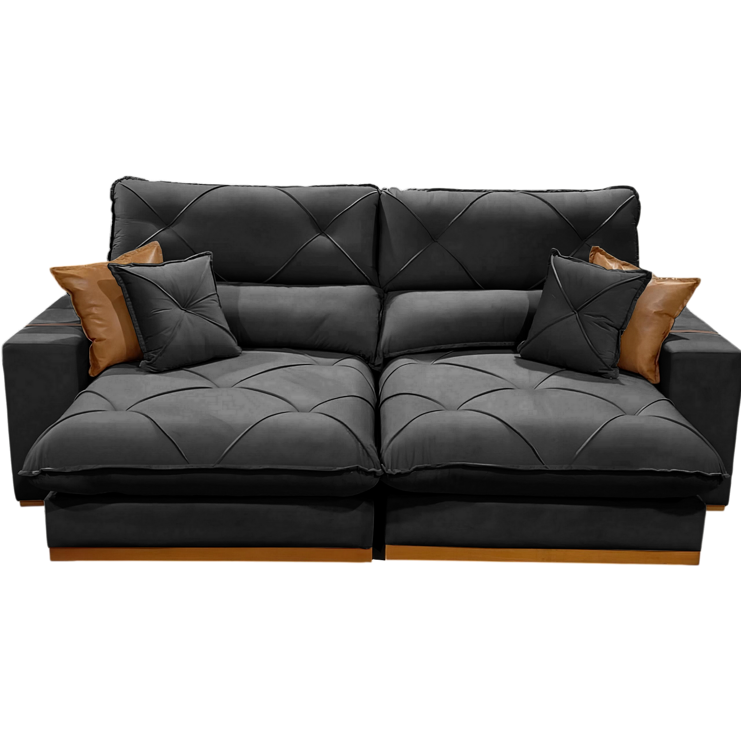 Sofá Retrátil e Reclinável Aquiles/Gran Bello 2,50 m Veludo Preto 111 - ZARAT ESTOFADOS - Imagem 3