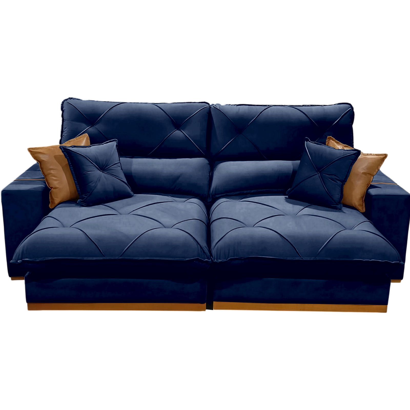 Sofá Retrátil e Reclinável Aquiles/Gran Bello 2,30 m Veludo Azul 104 - ZARAT ESTOFADOS - Imagem 3